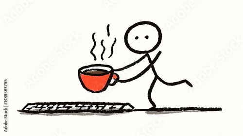 Stick Figure with Hot Drink
