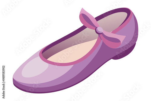 Classic Ballet Flats with Bow Detail Vector Art