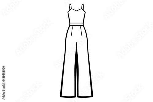Elegant Jumpsuit with Flowy Pants Vector Art