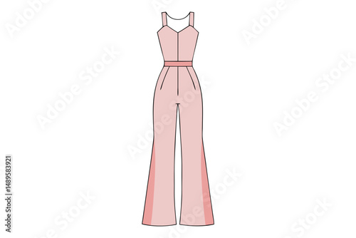Modern Sleeveless Jumpsuit Vector Fashion Design