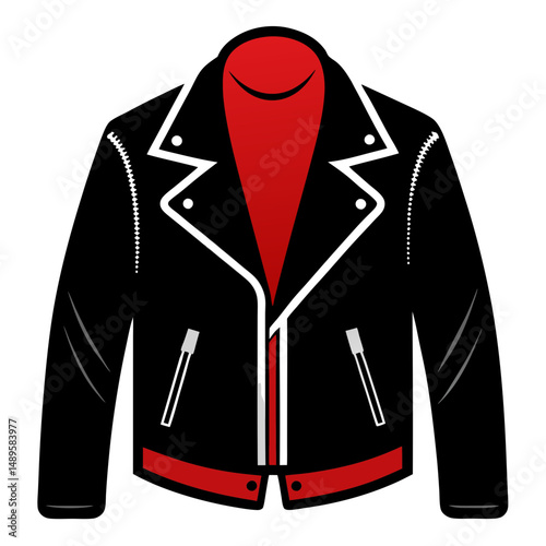 Zip Detailed Leather Jacket Vector Design