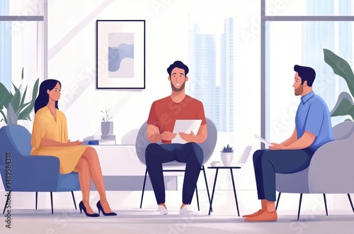 Startup presentation scene with a confident man presenting