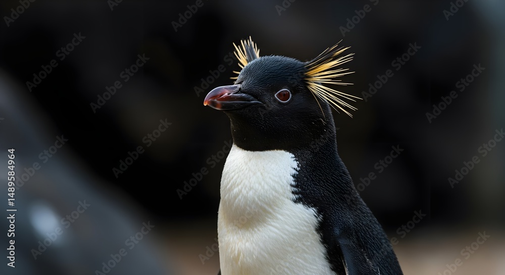 Naklejka premium Majestic Green Penguin with Striking Yellow Crests in Nature Scene