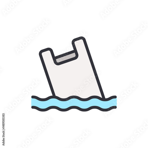 Floating Plastic Bag Depicting Ocean Pollution With Ecological Issue