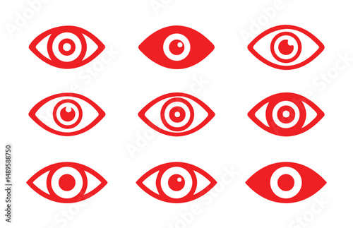 See and unsee eye icon. Eyesight symbol. Red eye icon. vector illustration eps 10