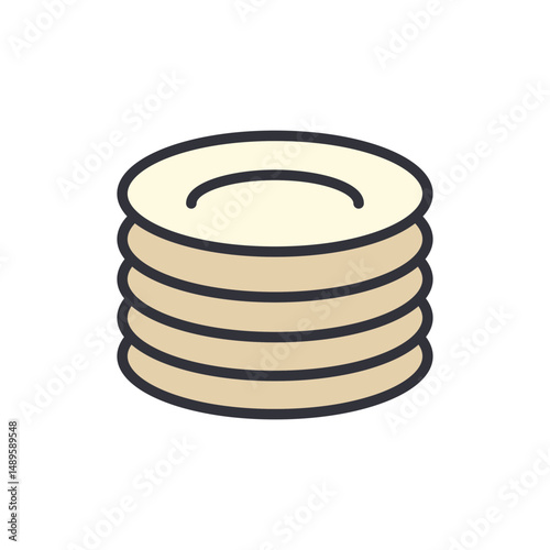 Stack Of Clean Plates Ready For Use In A Restaurant Kitchen