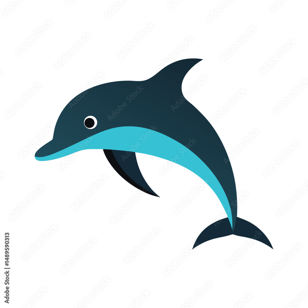 Fototapeta premium Minimal dolphin icon vector illustration on white