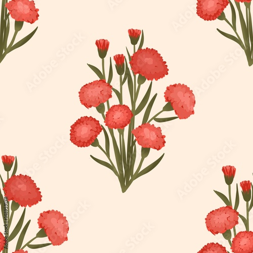 Fototapeta Naklejka Na Ścianę i Meble -  Seamless watercolour and unique floral pattern background for covers, notes, Soft backgrounds colour. Watercolour art work. Flower stalk. Colourful flower.