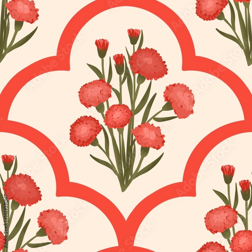 Fototapeta Naklejka Na Ścianę i Meble -  Seamless watercolour and unique floral pattern background for covers, notes, Soft backgrounds colour. Watercolour art work. Flower stalk. Colourful flower.