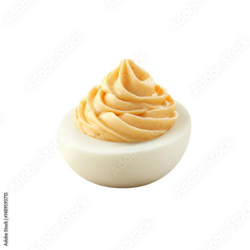 Creamy Deviled Egg with Swirled Filling - Close-up Studio Shot