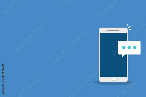New message notification concept on smartphone. New email pop up. Incoming, open messaging. Chatting, mail, post, letter symbol, sign, emblem with new notification on phone or website