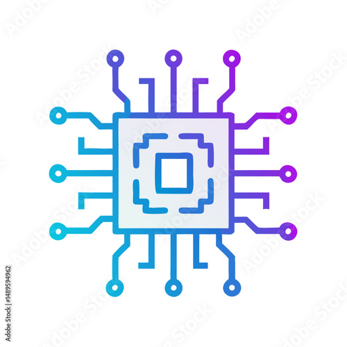 Microchip Icon – Technology, Electronics, Computer Chip, Circuit Symbol