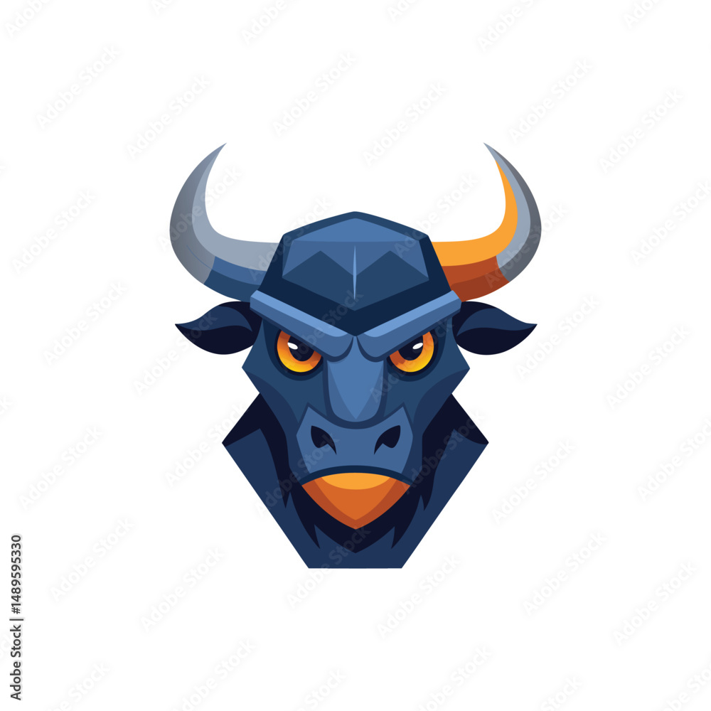 Naklejka premium Minimal Angry bull head icon vector illustration on white