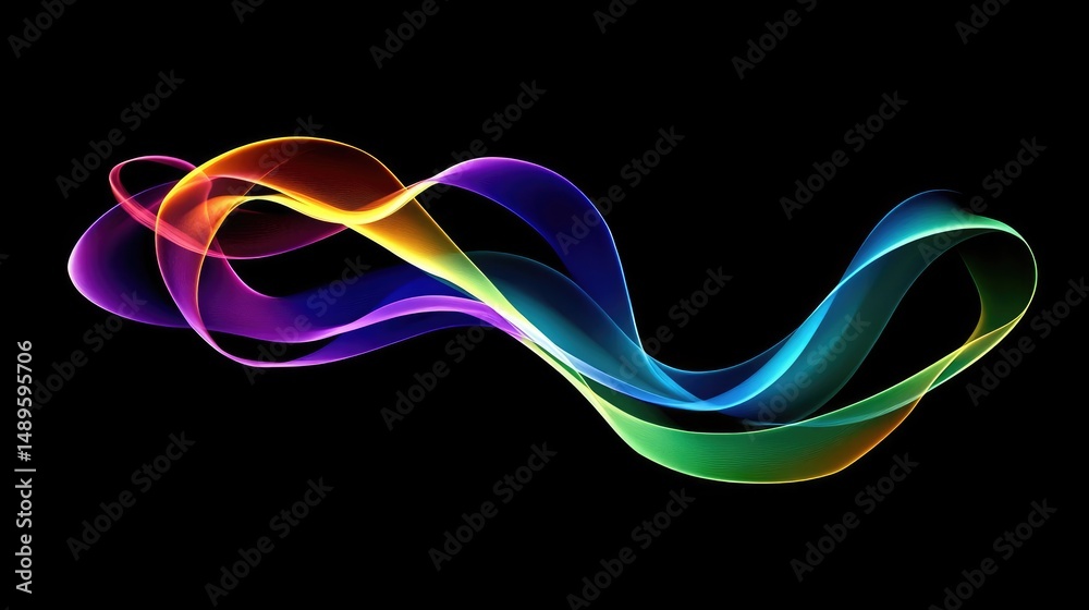 Fototapeta premium Vibrant rainbow wave design on black background