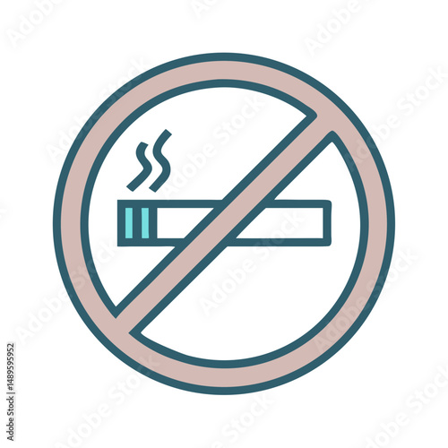 No Smoking Sign Icon – Prohibition, Health, Tobacco-Free, Warning Symbol