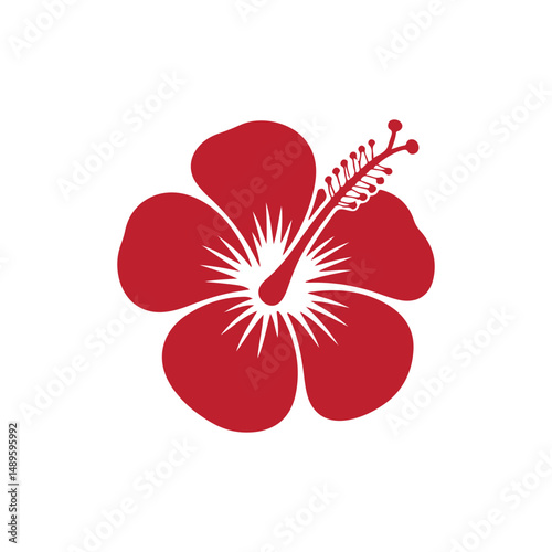 Hibiscus Flower Red Silhouette Icon for Tropical Design