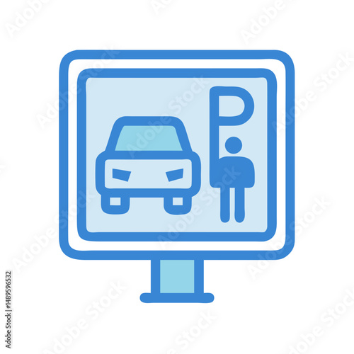 Parking Sign Icon – Vehicle, Car Park, Transportation, Direction Symbol
