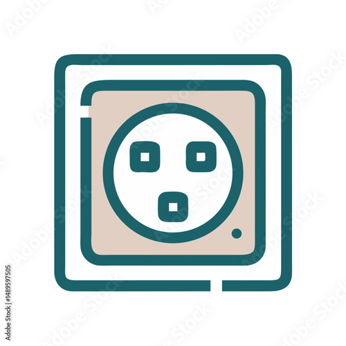 Power Socket Icon – Electrical Outlet, Plug, Energy, Connection Symbol