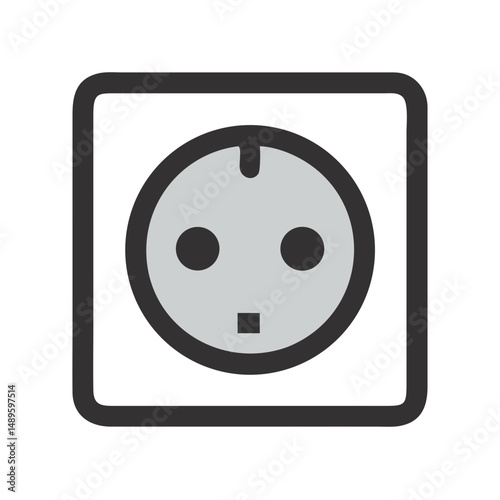 Power Socket Icon – Electrical Outlet, Plug, Energy, Connection Symbol