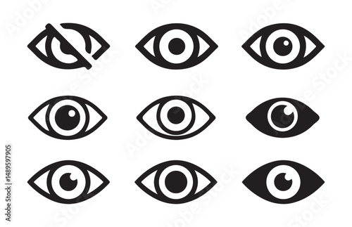 Black Eye vector icon set. View symbol illustration. Different eye icon vector eps 10