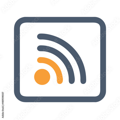 RSS Signal Icon – Feed, News, Updates, Wireless Broadcast Symbol