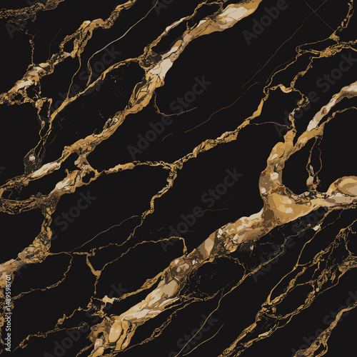 Black Gold Marble Texture Background
