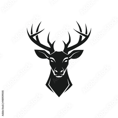 Flat and Minima Deer head logo vector illustration isolated on white background