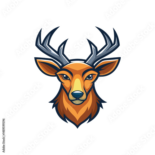 Minima Deer head logo vector illustration on white