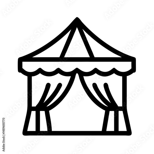 Tent in Forest Icon – Daytime Camping, Outdoor Adventure, Nature Symbol