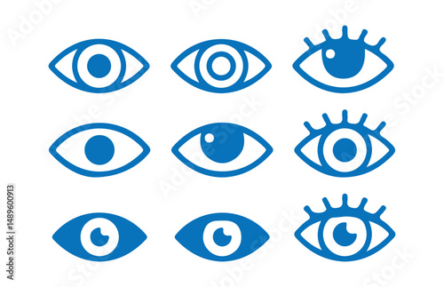 Simple eye collection. Open eyes images. Eyes set vector design logo silhouette