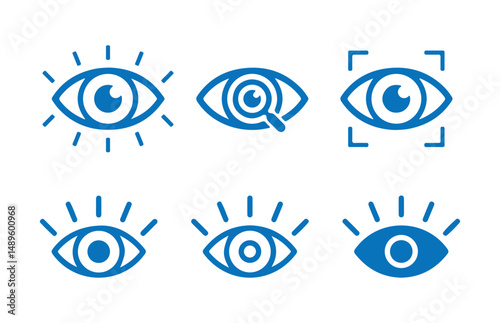 Simple eye collection. Open eyes images. Eyes set vector design logo silhouette