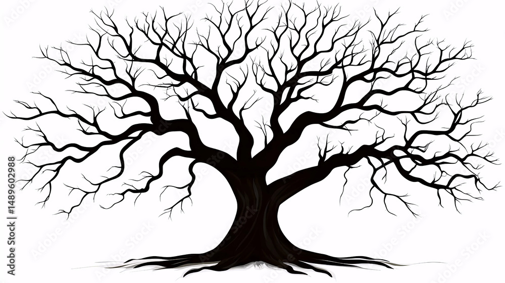 Fototapeta premium Bare Oak Tree Silhouette.