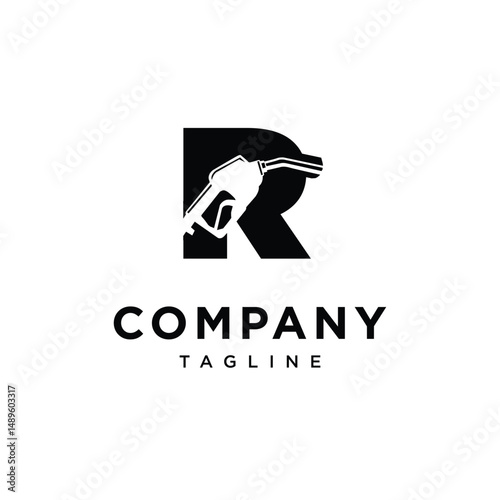Letter R Fuel Nozzle Logo Icon Vector