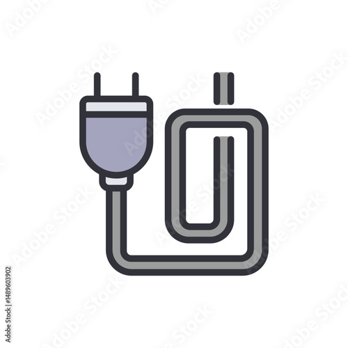 Electrical Connector With Wire Symbolizing Power Or Connection Illustration