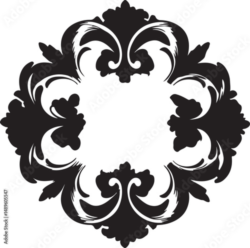 Detailed Sophistication Black Vector Icon Chic Etchings Decorative Emblem