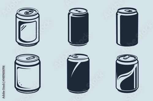 Soda can silhouette, Beverage can icon, Drink container vector, Black and white soda can illustration for beverage packaging and product design needs silhouette 