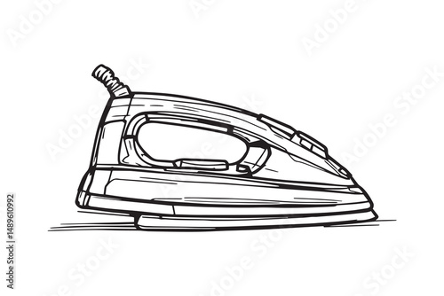 Modern steam flat-iron standing line art