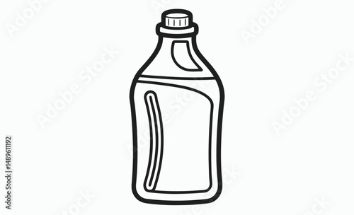 Detergent bottle line art illustration, Detergent bottle outline, Cleaning bottle sketch, Liquid container illustration