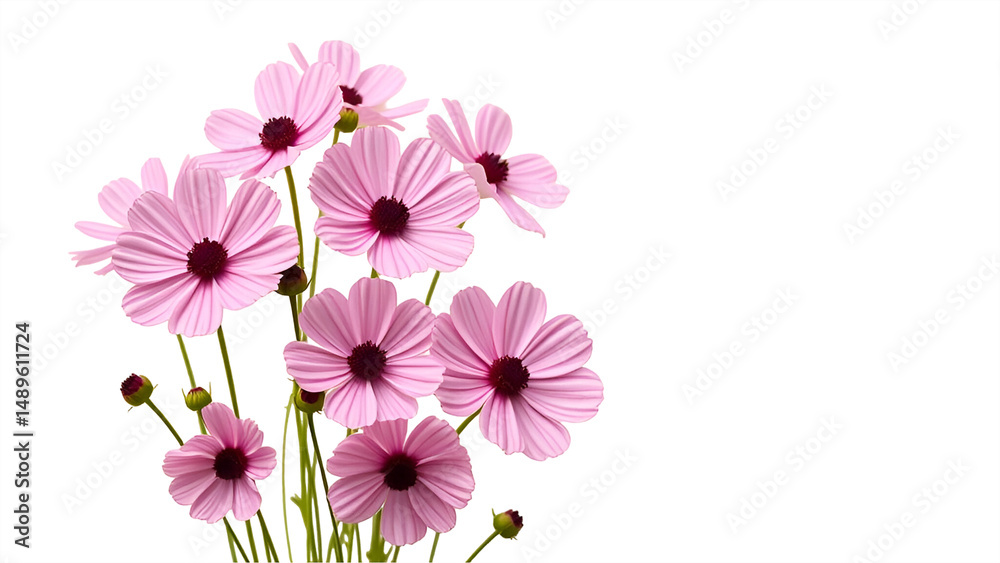 Fototapeta premium pink flowers on white background