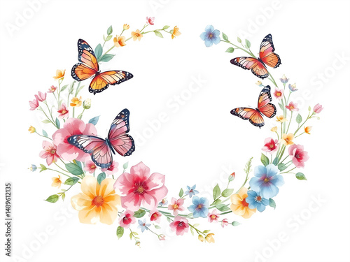floral background with butterflies