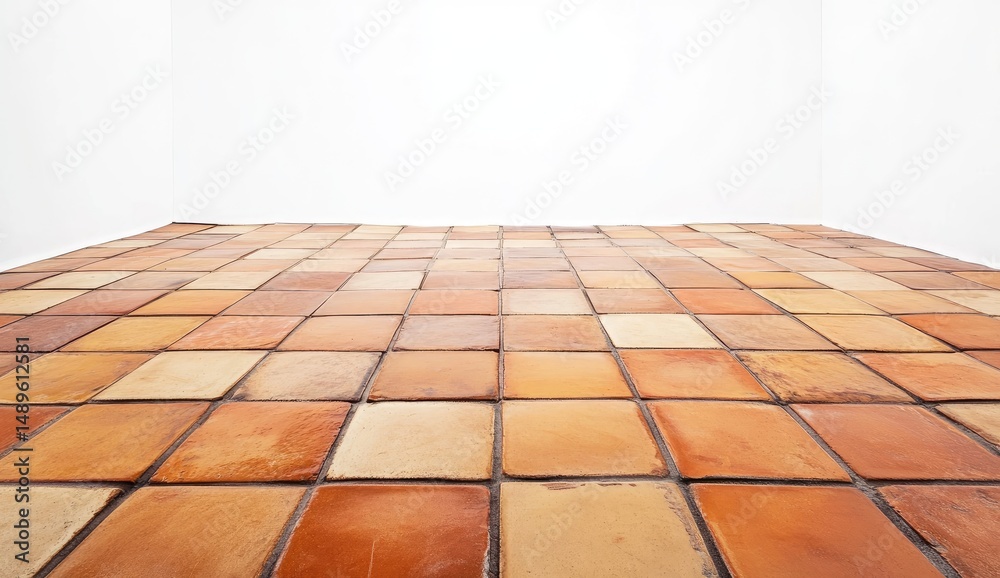 Fototapeta premium Terracotta tile floor in a room