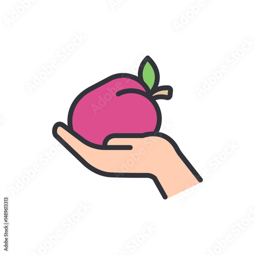 Hand Holding Fresh Plum Representing Offering Or Healthy Living
