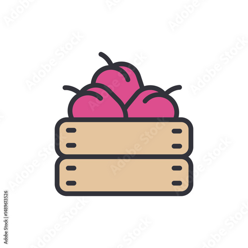 Stylized Fresh Plums In A Wooden Crate Representing Natural Abundance