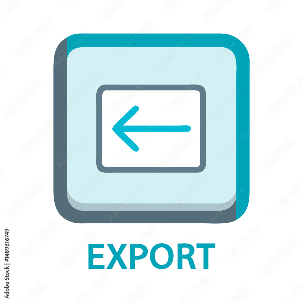 Export button icon with blue arrow and 3D border Export button icon with blue arrow and 3D border