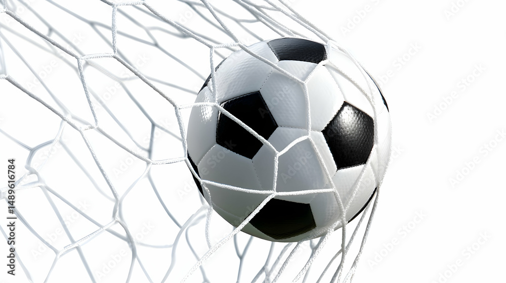 Naklejka premium Soccer Ball Hitting Net Goal Achievement Illustration