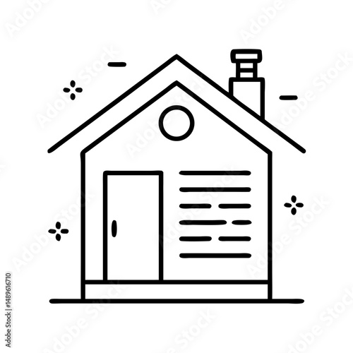 House sketch icon in minimal black line style