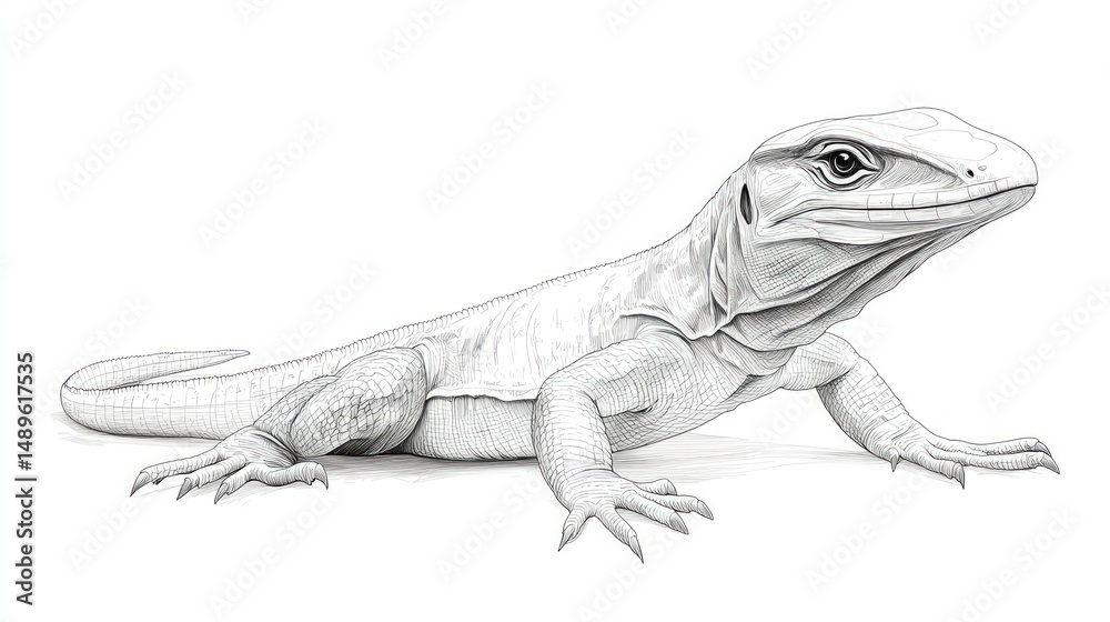 Obraz premium Detailed grayscale drawing of a lizard