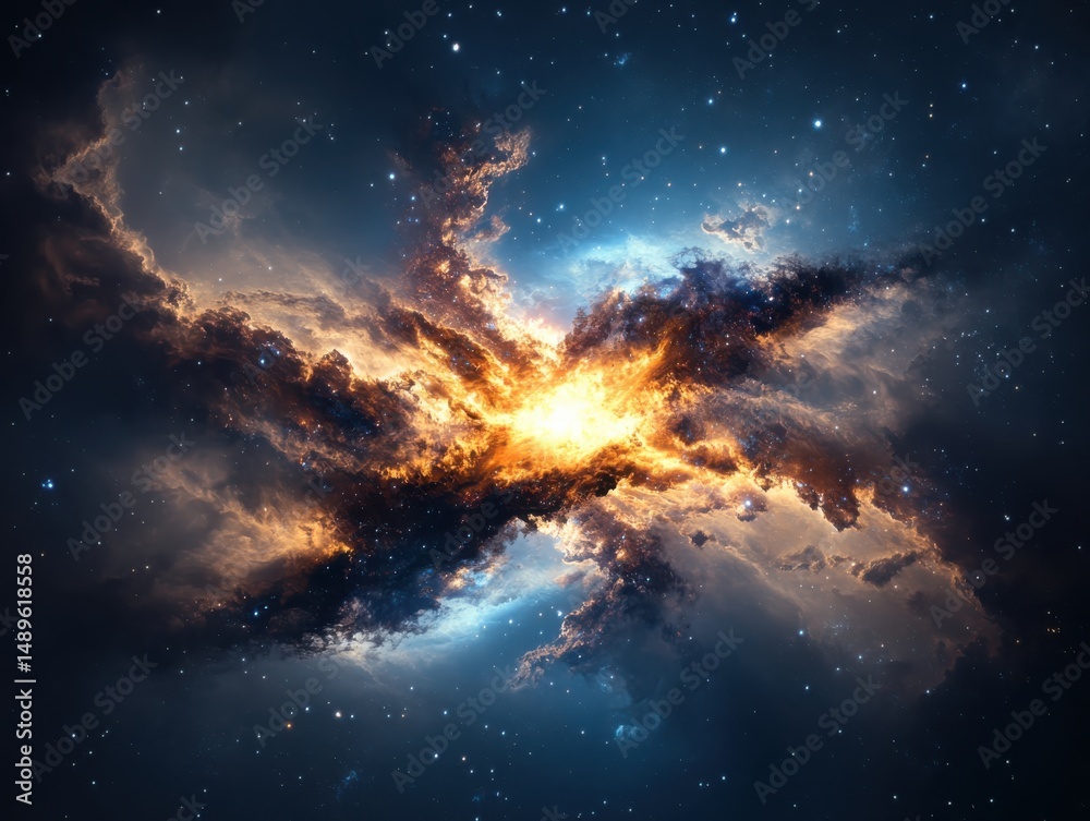 Fototapeta premium Cosmic explosion outer space digital art universe wide angle cosmic creation