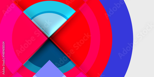 Abstract design features overlapping colorful circles, creating dynamic visual impact. Shapes intersect, forming interesting patterns.