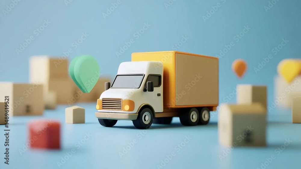 Delivery Truck with 3D, and Location Tracking. Delivery Truck with 3D, and Location Tracking.